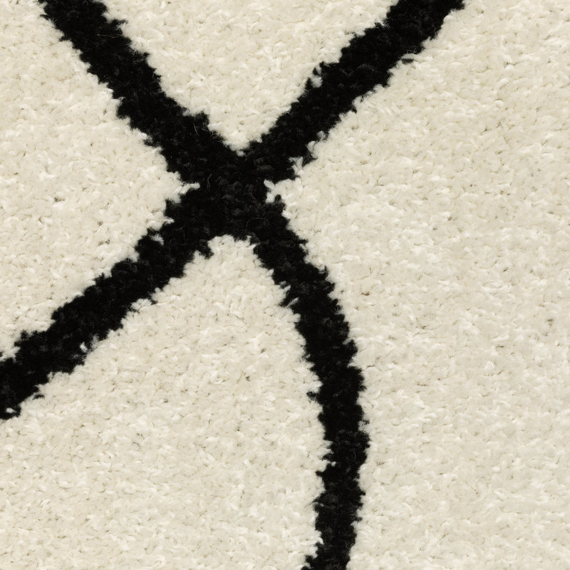 Colesen Mid-Century Abstract Lines Beige/ Black Area Rug, Rectangle 7'10" x 10'