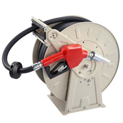 Enrouleur de tuyau de carburant rétractable, 19 mm x 20 m, enroulement automatique à ressort, 20,7 bar, cadre robuste en acier au carbone avec tuyau en caoutchouc industriel, convient au diesel et au kérosène
