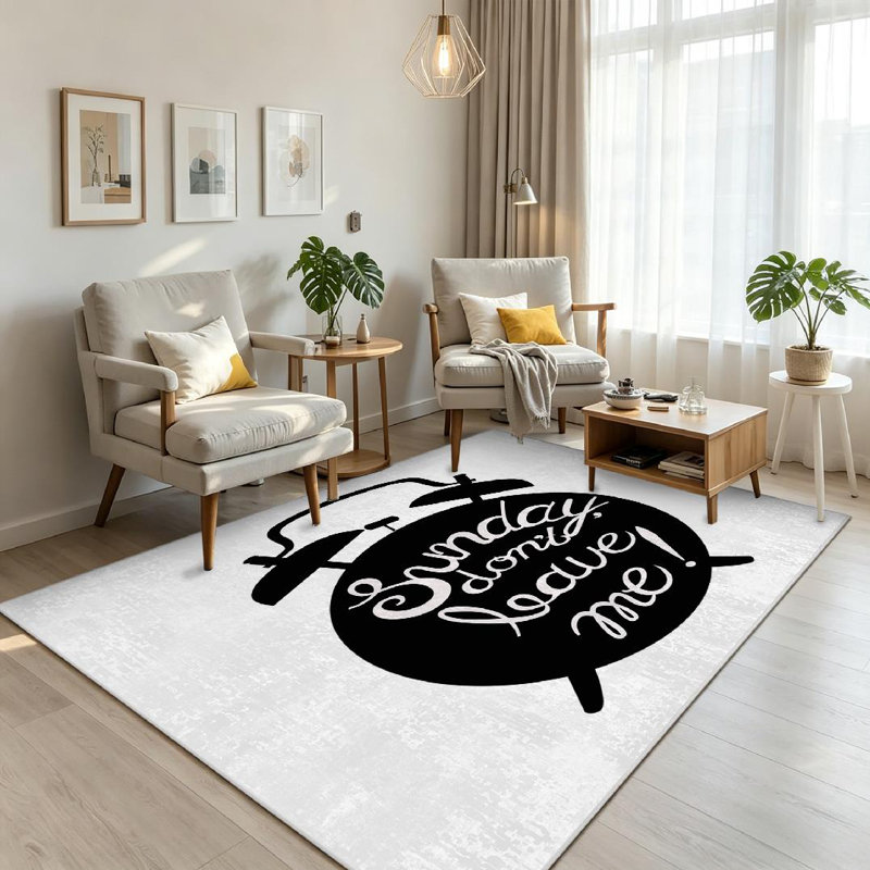 Tapis intérieur blanc lavable à la machine, Rectangle 71" x 98"