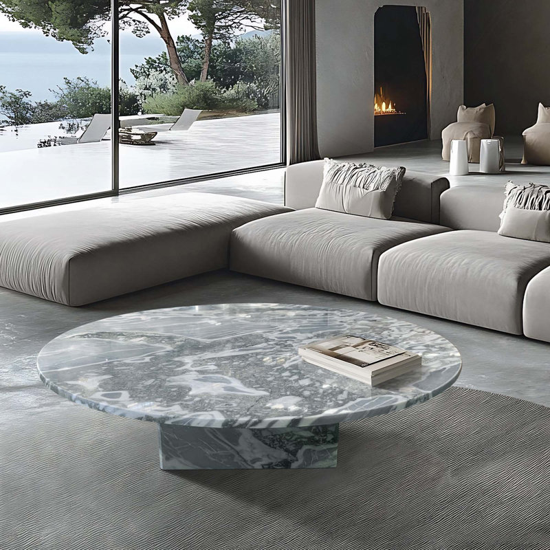 Table basse Marble Stone, H 9,8 po x l 35,4 po x P 35,4 po, Blanc