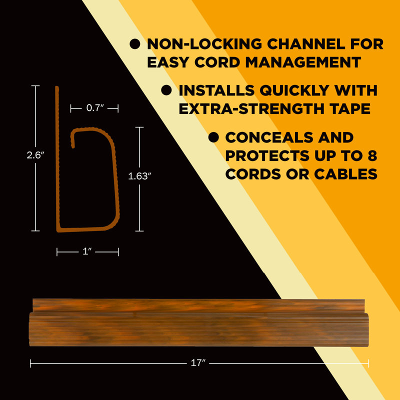  Channel Cable Management - 5-Pack 16-Inch Wire Organizers for Cords - Cord Hider Kit for Desk, Office, and Kitchen Use by Simple Cord