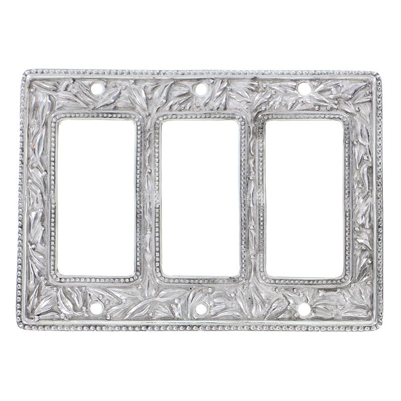 San Michele 3-Gang Rocker Combination Wall Plate, Polished Silver, 4.5" H x  6.25" W x 0.25" D