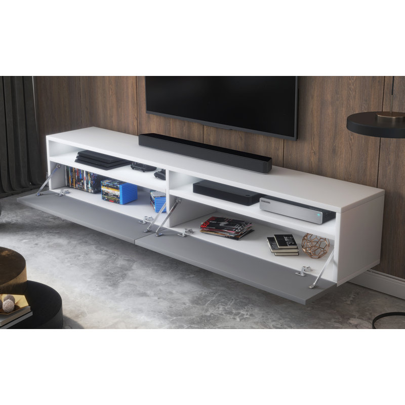 Nayara Unfinished TV Stand for TVs up to 75", Matt White/Glossy Grey