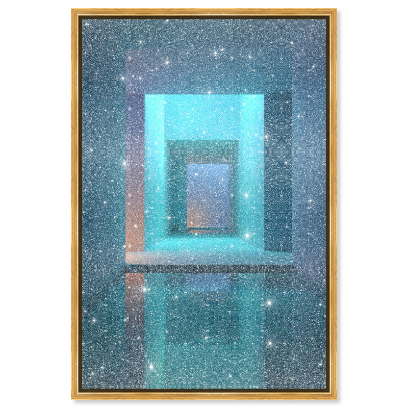 Cerulean Corridor I Abstract Canvas Print by Oliver Gal, Black Frame, 10 x 15, 16"H x 24"W, Gold Floater Frame