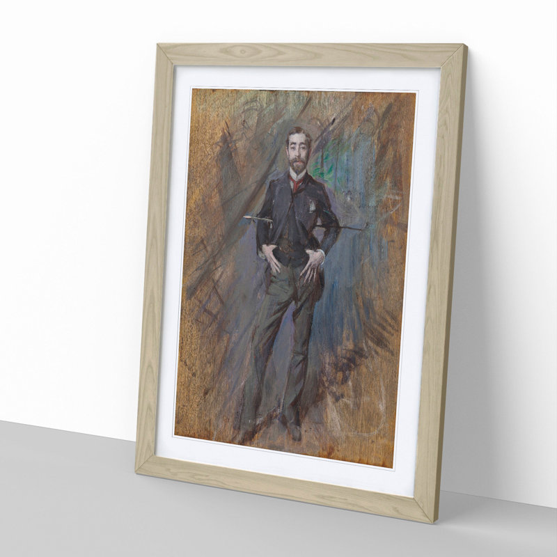 Portrait of John Singer Sargent by Giovanni Boldini - Picture Frame Painting, 36cm H x 27cm W x 2cm D, Oak Framed