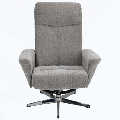Swivel chenille Recliner with Ottoman Chair Modern Armchair Ergonomic Push Manual Reclining Footrest Upholstered Bedroom Living Room Reading Home Relax Office, Light Grey