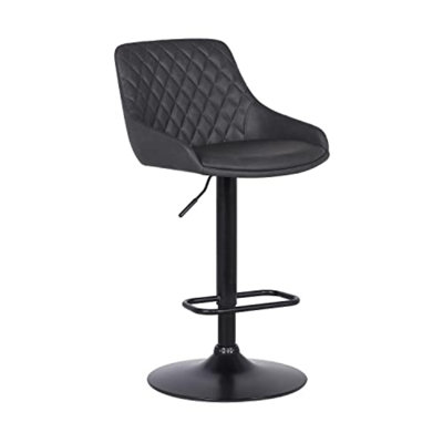 Tabouret de bar à hauteur réglable Priya en similicuir et base en métal