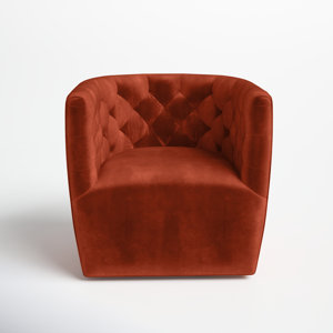 Bari 33" Wide Tufted Velvet Swivel Barrel Chair