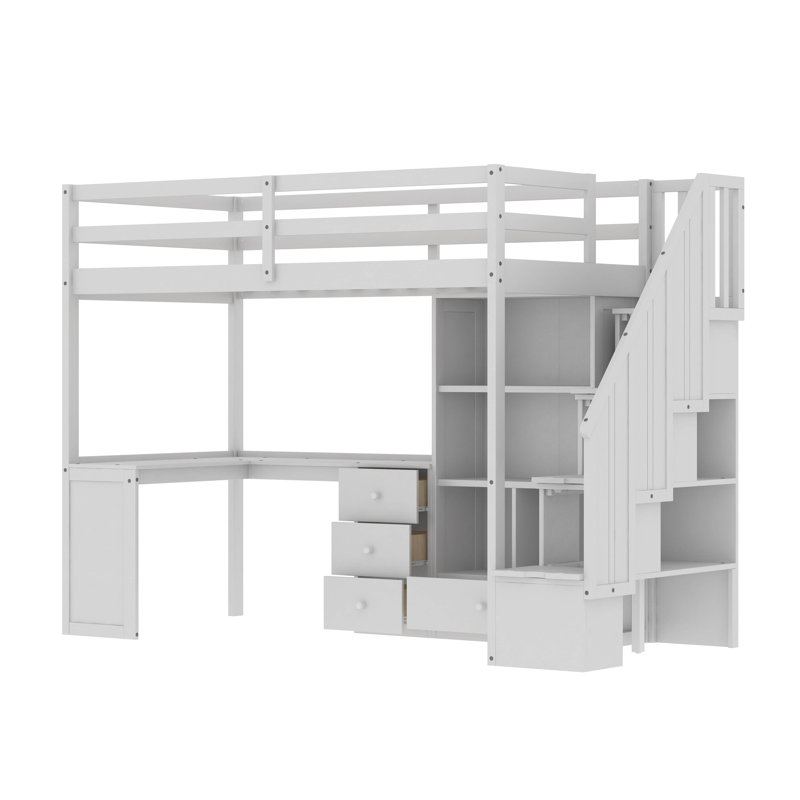 Lit mezzanine simple pour enfants Alayziah, Blanc