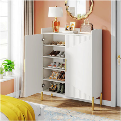 Élégant meuble de rangement pour chaussures à 6 niveaux avec tablettes réglables et ventilation