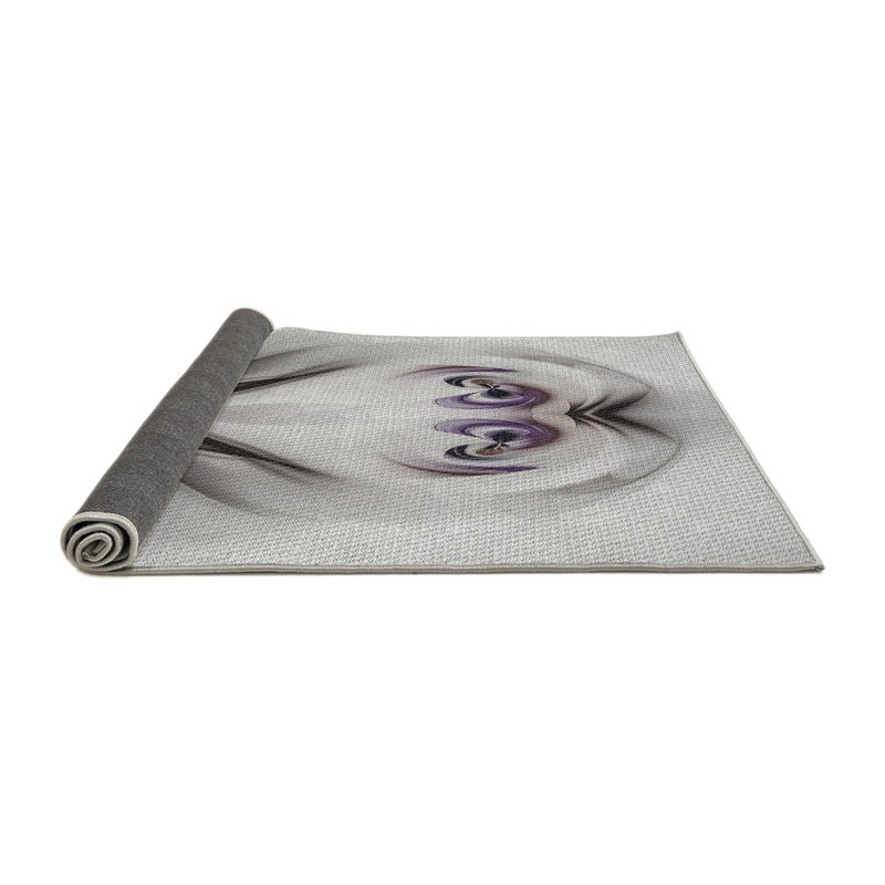 Tapis gris tissé à la machine, Rond 3 pi