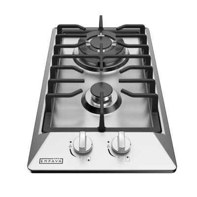 Plaque de cuisson au gaz en acier inoxydable de 12 po Empava, 2 brûleurs SABAF importés d'Italie, plaque de cuisson au gaz pour cuisinière, convertible au gaz naturel / gaz de pétrole liquéfié