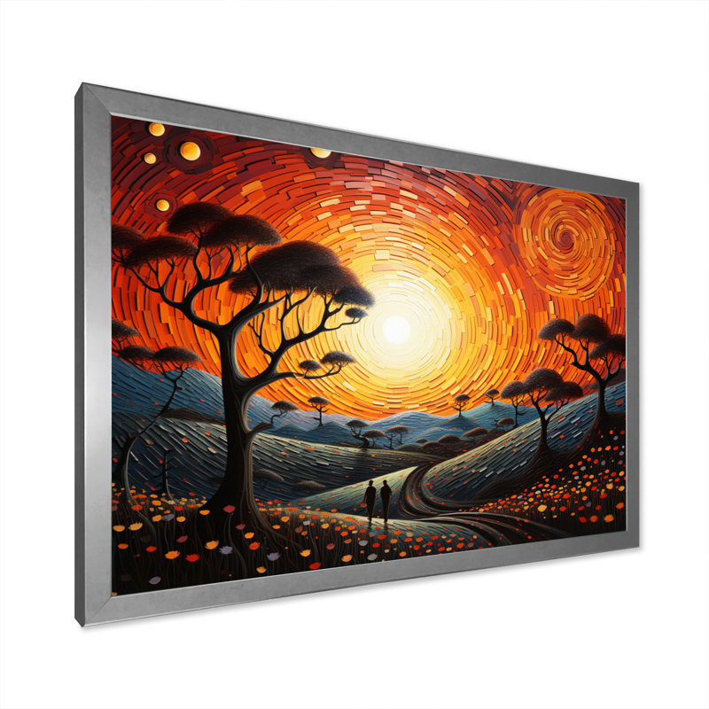 Paysage romantique aime «Journey II», Cadre simple argenté, H 34 po x l 44 po x P 1,5 po