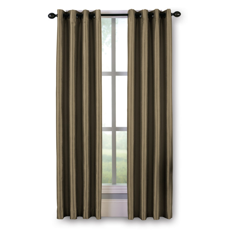 Manos Room Darkening Curtain Single Panel, 50" W x 132" L, Bronze