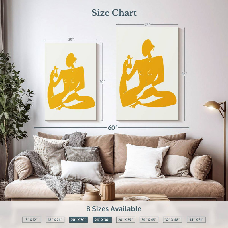 Sirpi nu de yoga en jaune, H 36 po x l 24 po