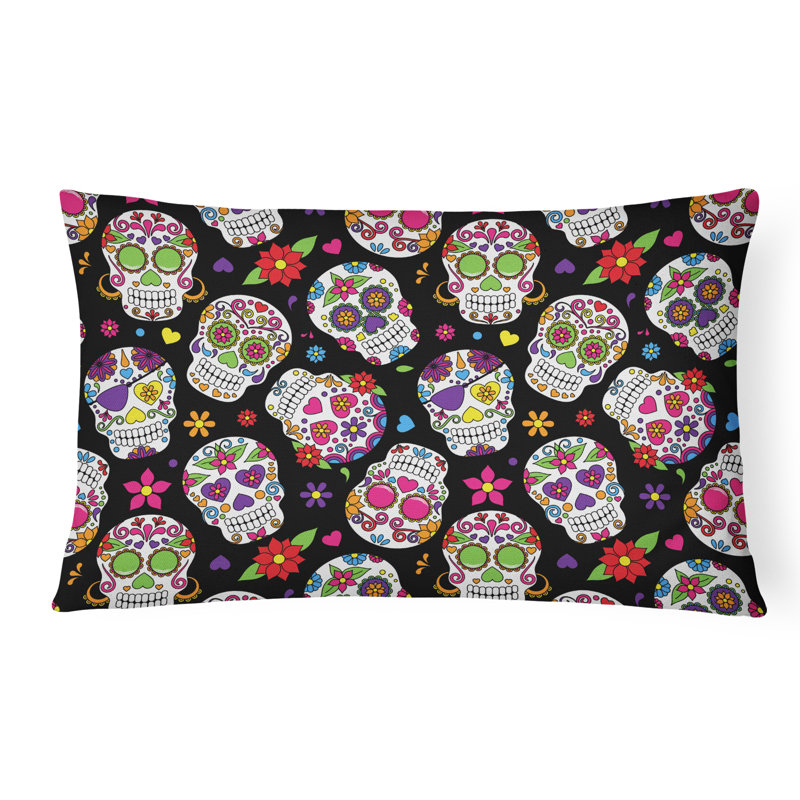 Day of the Dead Lumbar Pillow, Black