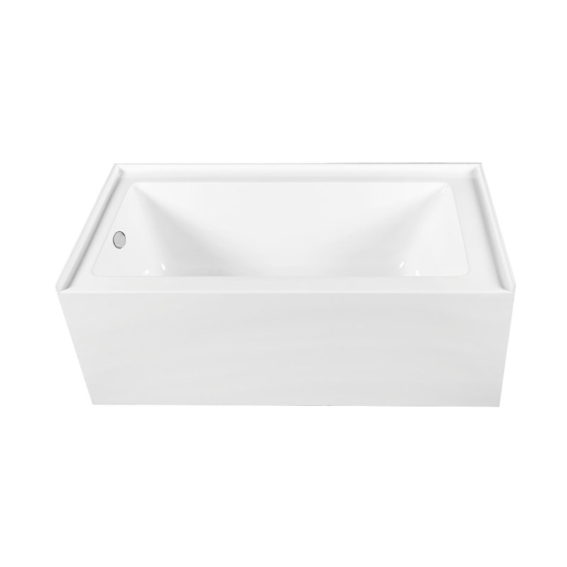 Kingston Brass Aqua Eden 60-Inch Acrylic Rectangular 3-Wall Alcove Tub, Hand Drain, Left, Polished Chrome