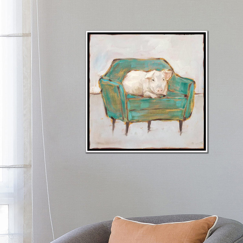 Créature confort VI par Ethan Harper - reproduction d'art, H 26 po x l 26 po x P 1,5 po, Toile blanche encadrée, Pas de tapis