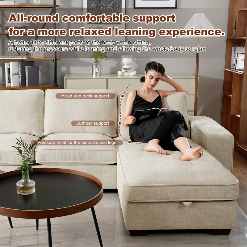 Jossilynn L-Shape Convertible Sectional Sofa with Storage