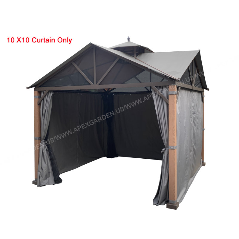 Gray 10' x 10' Privacy Curtain Set for Gazebo