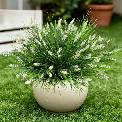 18 plantes artificielles d'extérieur, artificielles fleurs de lavande artificielles résistantes aux rayons UV avec de l'herbe de singe pour l'extérieur, arbustes de lavande artificiels réalistes pour jardin et jardin