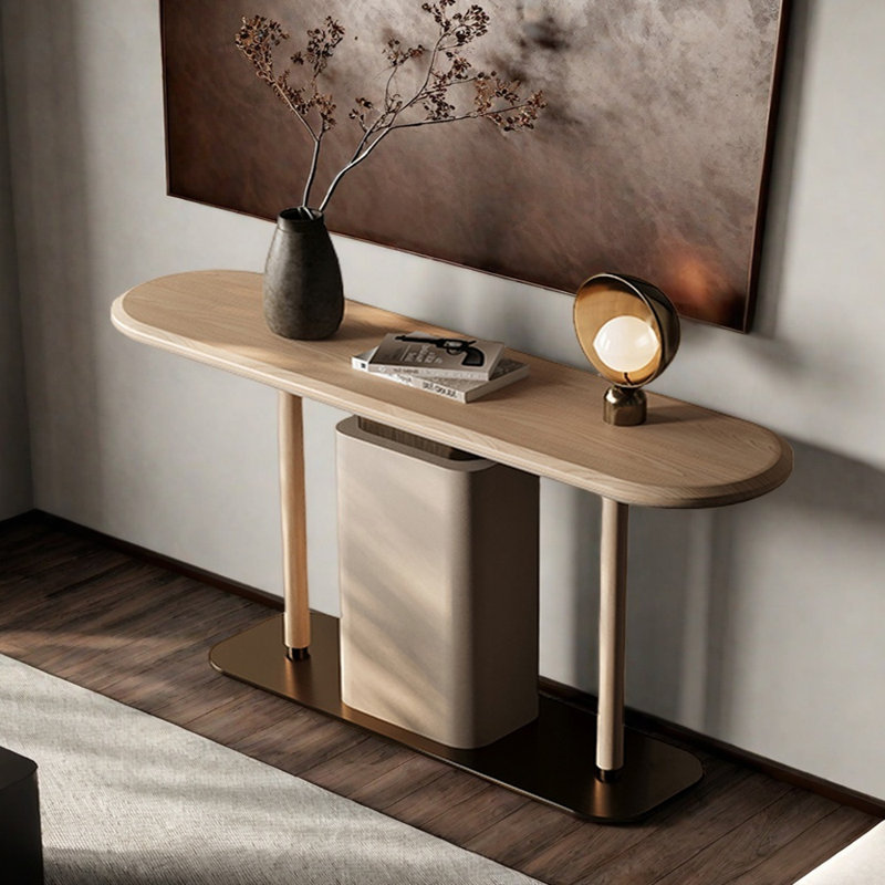 Console moderne minimaliste, H 35 po x l 54,3 po x P 13,8 po, Brun