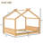 Natural Queen House Bed Frame, Solid Pine MDF & Plywood-400290141-400290130