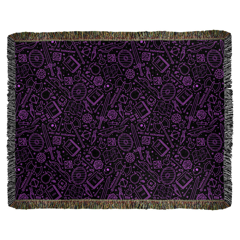 Couverture en coton tissé Katelyn Elizabeth, l 50 po x L 60 po, Noir / Violet