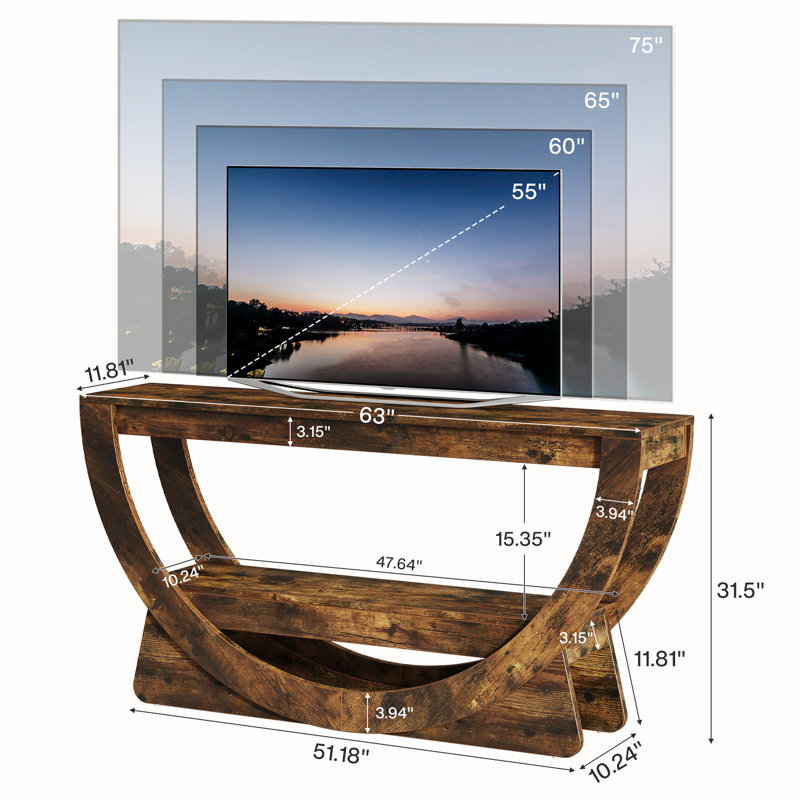 TV Stand for 55-75 Inches Television, Entertainment Center with Storage Shelves - Image 3