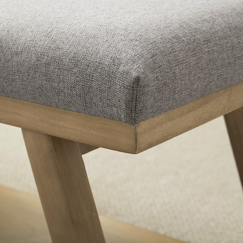 Hahnville 45.3" W Polyester Upholstered Storage Bench, Grey