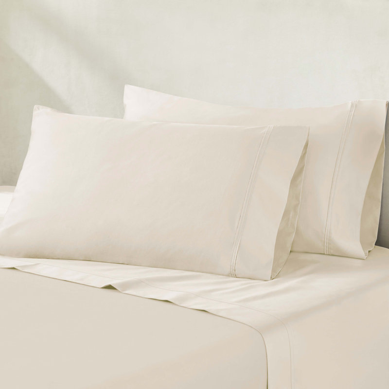 Ensemble de 2 taies d'oreiller en coton égyptien à densité de tissage 850, Ivoire