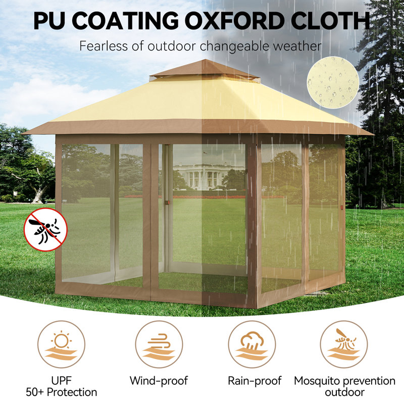 Vault Gazebo, Beige, 9' H x 12' W x 12' D