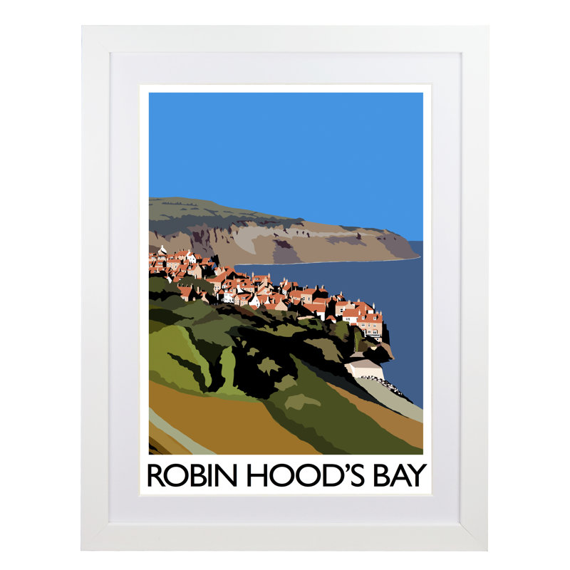 'Robin Hoods Bay' by Richard O'Neil - Print, 54 cm H x 44 cm W x 2.2 cm D, White Wood Frame