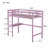 Twin High Loft Bed, Rubber Wood  Loft Bed With Safety Guardrail, Built-In Desk, Ladder,Pink-87897597