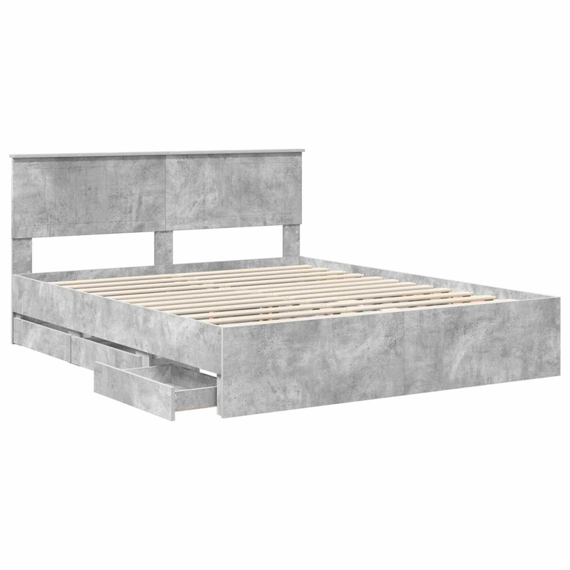 Bed, Concrete Grey, European Kingsize (160 x 200 cm)