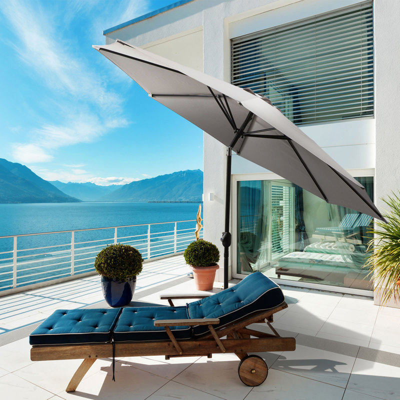 Midwest 295cm Tilt Market Parasol, Light Grey