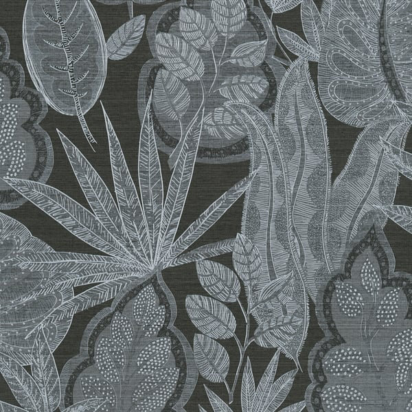 Galerie Flourish Blue Tree Leaf Wallpaper FL61114, Silver