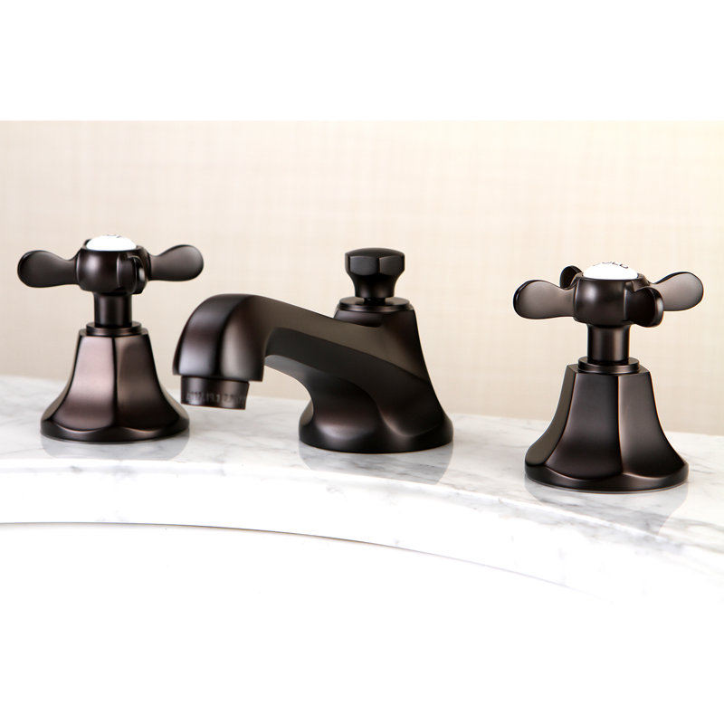 Kingston Brass Essex Two-Handle 3-Hole Deck Mount Widespread Bathroom Faucet with Brass Pop-Up Drain, Oil Rubbed Bronze