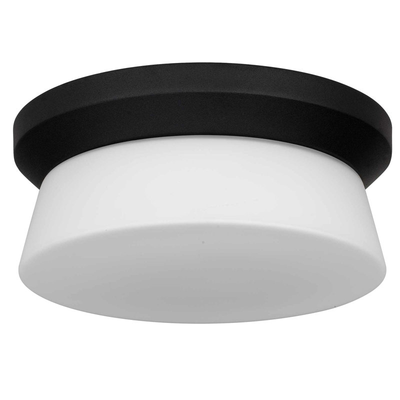 11 Inch Black Integrated Led Flush Mount With High - Efficiency 1450 Lumens 25W Led, 3 Color Temperature Alternatives  3000K / 4000K 5000K , Dimmable Compatible Dimmers, Etched White Glass Diffuser,