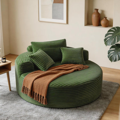 Méridienne surdimensionnée de 55 po avec méridienne rembourrée en velours côtelé avec 3 coussins, fauteuil d'appoint à assise profonde pour le salon et la chambre à coucher