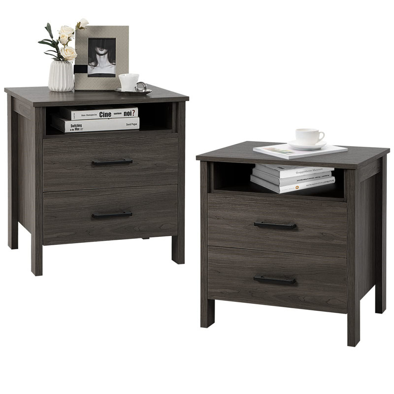 55cm W Manufactured Wood Bedside Table, Espresso