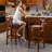 Swivel Upholstered Counter Stool with Solid Wood Frame-100699276-100699277