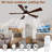 60" Modern Ceiling Fan With Light And Remote Control, 5 Solid Wood Blades 6-Speed Noiseless Reversible Dc Motor, Ceiling Fan For Kitchen Dinning Living Room, Brown Finish With Wood Blades