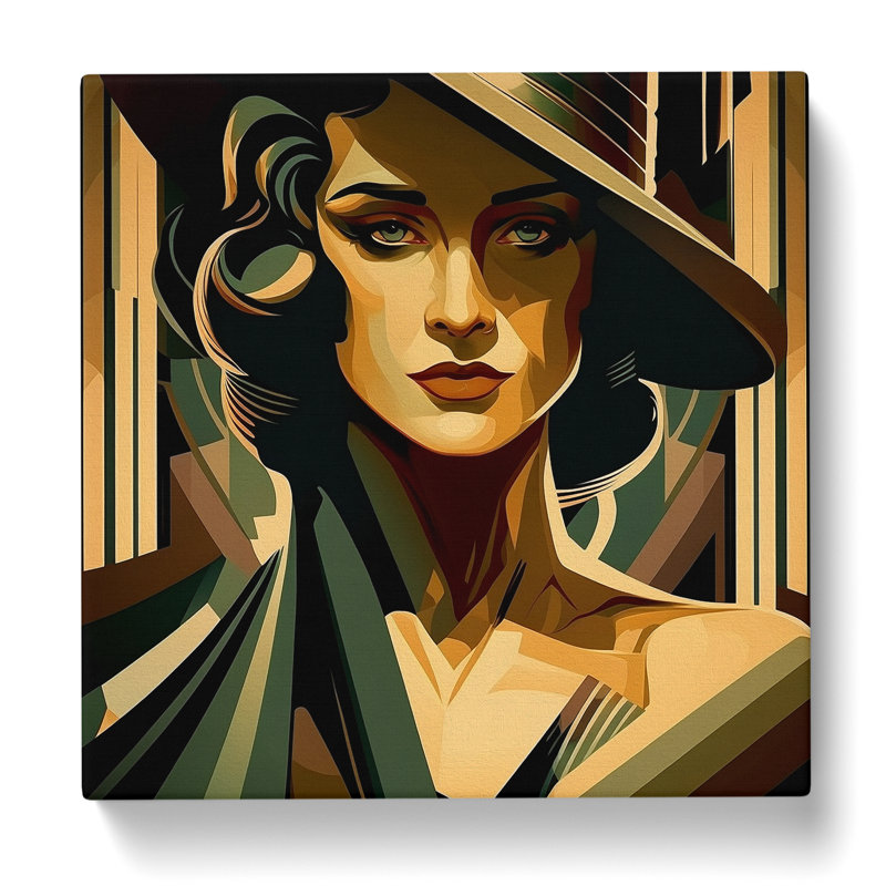 Art Deco Woman Expressionism - Wrapped Canvas - Framed Print, 35cm H x 35cm W x 3cm D