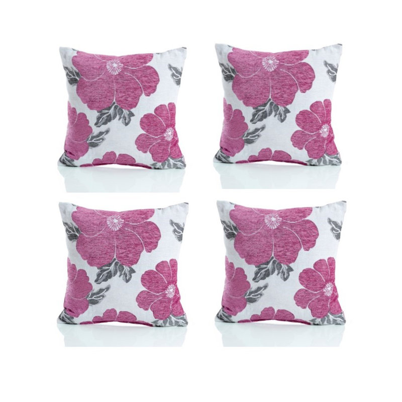 Darionte Poppy Chenille Cushion Cover with Filler Pad, Lime, 55 cmH x 55 cmW