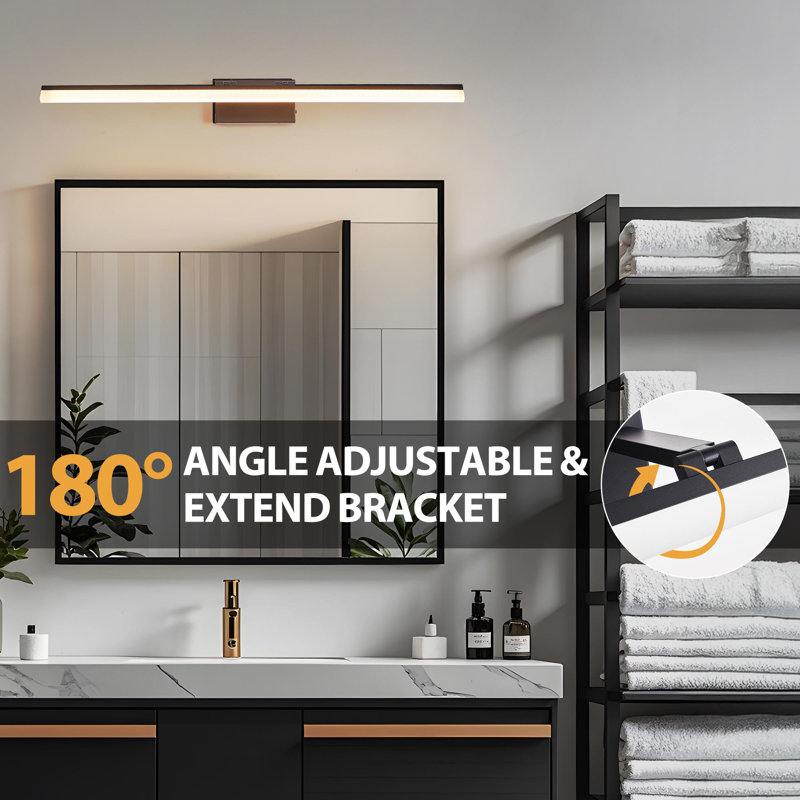 Luminaire de salle de bain moderne à DEL de 39 po - Élégante applique murale en métal noir pour les miroirs, les vestiaires ou les zones de coiffeuse