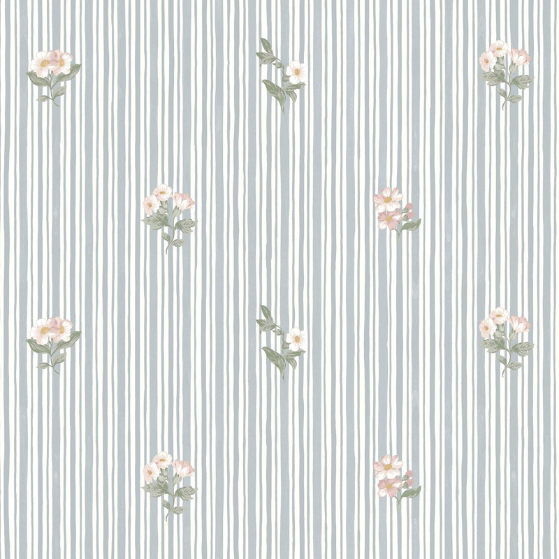 Martha Stewart Garden Stripe Linen Wallpaper, Blue