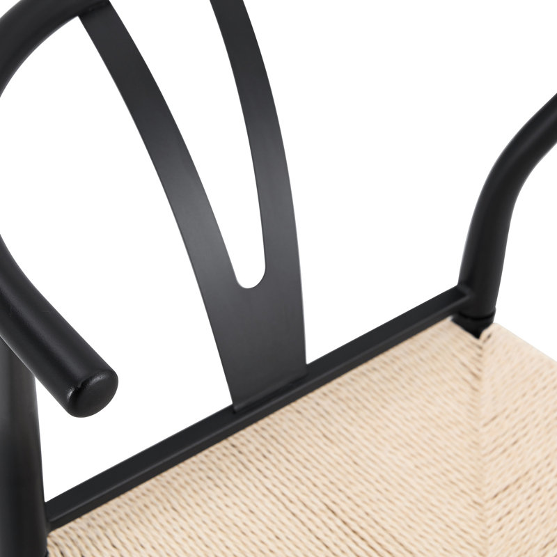 De 4 fauteuils en Y tissés en forme de Y noirs et blancs, de conception moderne en fer, confortables, convenant à différents styles de fauteuils avec sièges, salle à manger, chaises, structure, sièges confortables, multi
