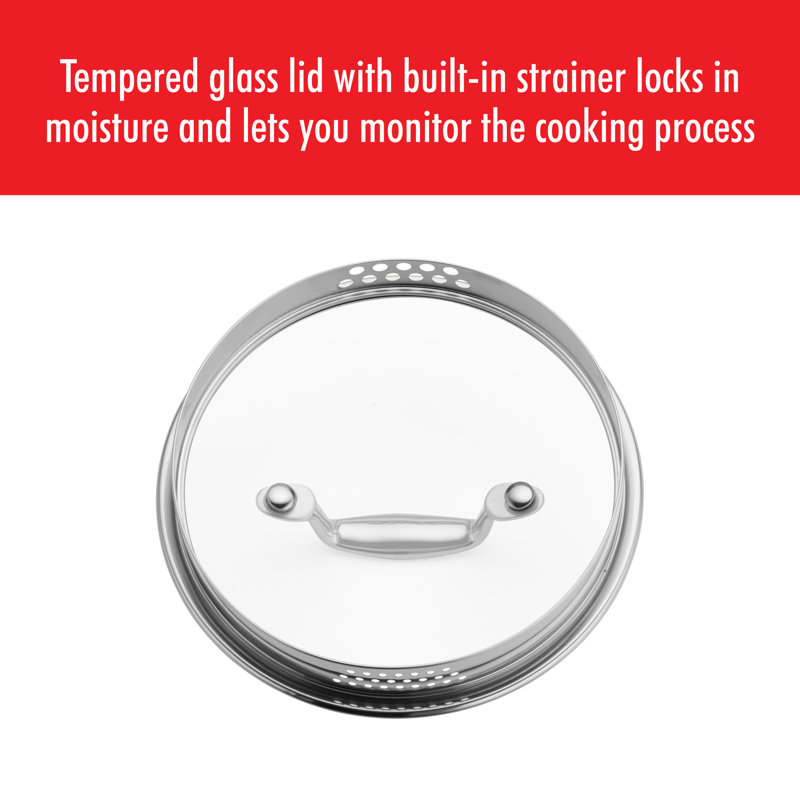 3-Quart Silver Stainless Steel Nonstick Saucepan with Glass Lid