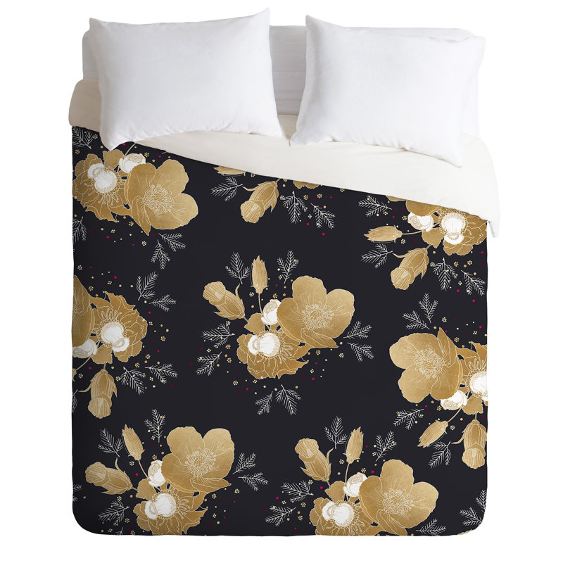 Polyester Floral Duvet Cover, Queen Duvet Cover + 2 Shams